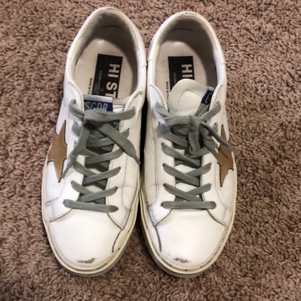 Golden Goose Hi Star - white and gold